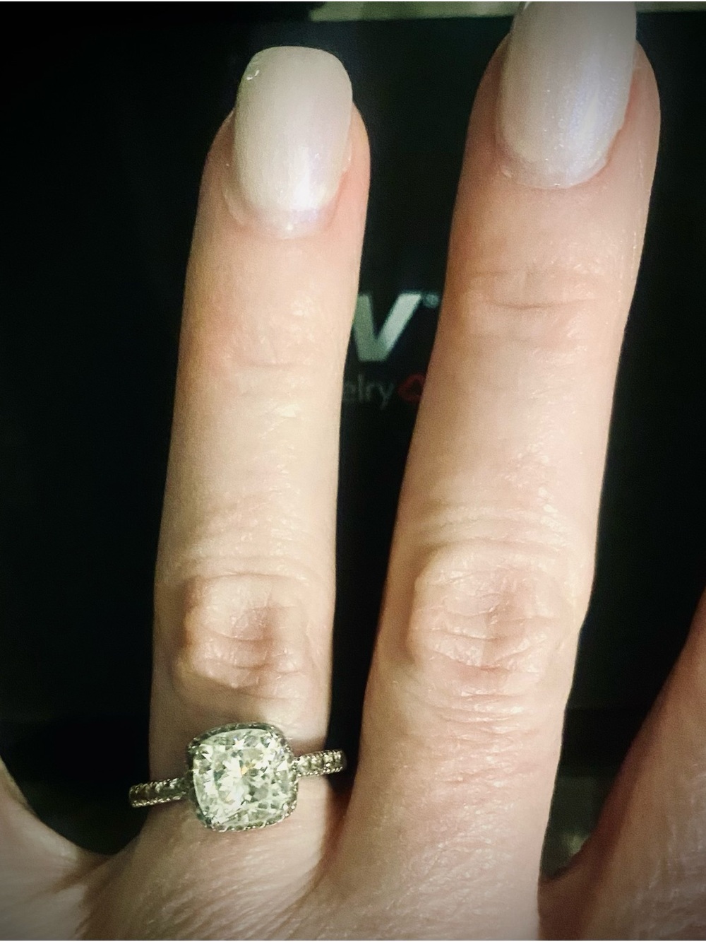 3ct Strontium Titanate Diamond Classic Cushion Cut Halo Engagement Ring Size 6 - Picture 3 of 5